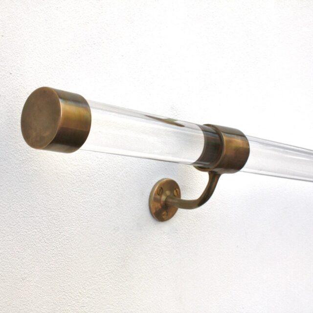 Antique Brass Handrail - Clear Acrylic Handrail with Antique Brass Brackets